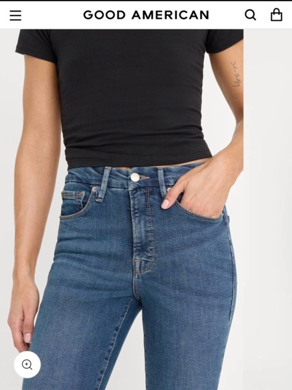 NWT Good American Always Fits, Skinny Dark Blue Jeans Size B-six to 12. Hi-rise